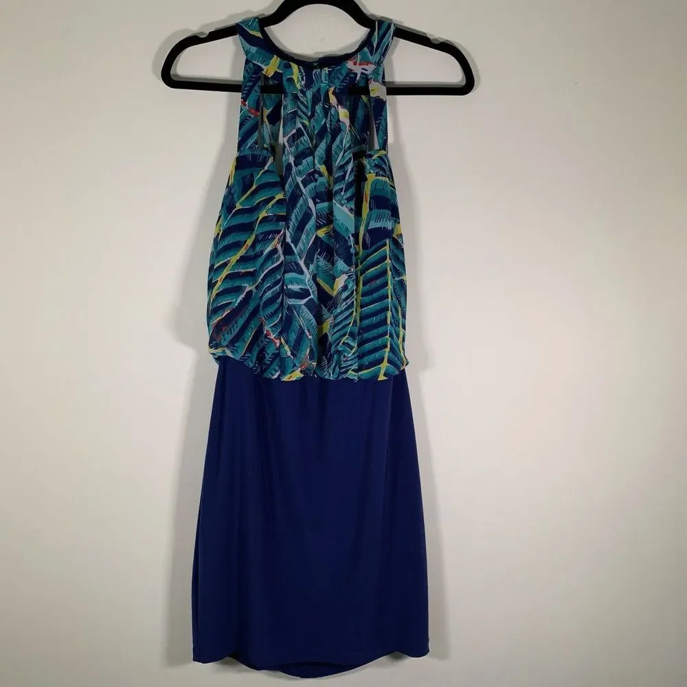 Bisou Bisou Dress Women’s 10 Blue Cutout High Neckline Party Dress NWT